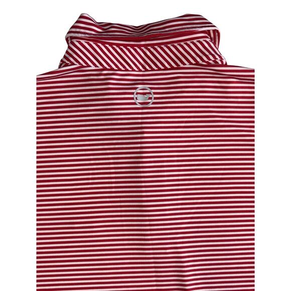 Vineyard Vines Mens Performance Polo Shirt Medium SS Striped Golf‎ Club Logo EUC - Picture 6 of 8